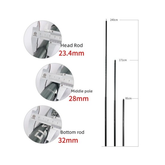 Heavy-Duty 32mm Telescopic Camping Tarp Pole | 2.4M Portable Shelter Support for Outdoor