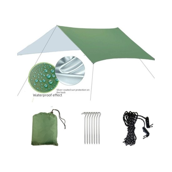 3x3 Waterproof Square Camping Tarp - Sun Shelter & Rain Canopy for Outdoor