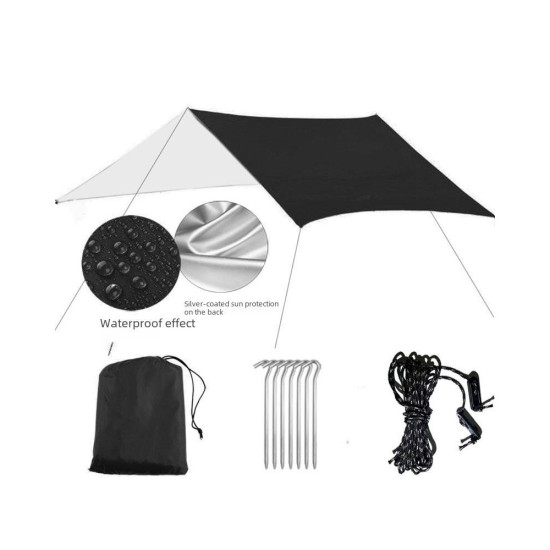 3x3 Waterproof Square Camping Tarp - Sun Shelter & Rain Canopy for Outdoor