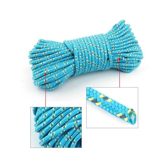 Heavy-Duty 5mm Reflective Tent Rope - 10M Tarp Guyline with Stakes for Windproof Outdoor Canopy & Shelter