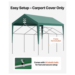 Heavy Duty 10x20 ft Waterproof Carport Canopy Replacement - Dark Green Shelter Tarp for Garage, Tent, and Vehicle