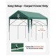 Heavy Duty 10x20 ft Waterproof Carport Canopy Replacement - Dark Green Shelter Tarp for Garage, Tent, and Vehicle