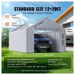 Heavy-Duty 12x20 FT Carport Canopy with UV Protection & Side Walls, Easy Setup Garage