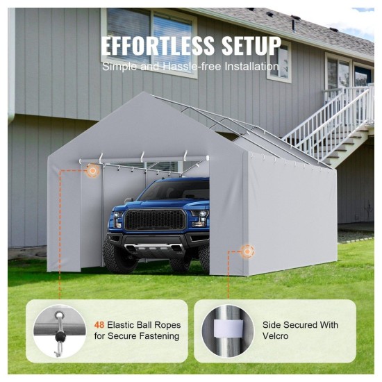Heavy-Duty 12x20 FT Carport Canopy with UV Protection & Side Walls, Easy Setup Garage