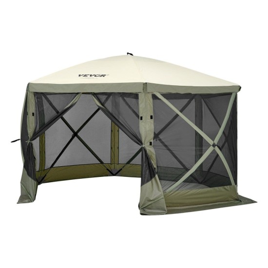 12x12 Ft Pop-Up Screen Tent with 6-Sided Mesh & Privacy Walls for Outdoor Camping &