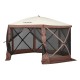 11.5x11.5ft Quick-Set Pop-Up Screen Tent with Mesh Windows | Brown Outdoor Shelter for Camping & Summer