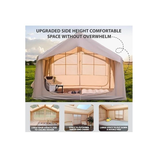 Spacious Inflatable Camping Tent with UV Protection, PE Floor, and Stove Jack - Perfect for Beach, Picnic, and