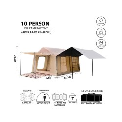 Superb Luxury 12-Person Inflatable Tent - Heavy-Duty Oxford Fabric, Spacious Multiplayer Outdoor Camping