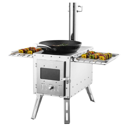 Portable Stainless Steel Wood Burning Stove for Camping & Outdoor Cooking | 86-Inch Compact