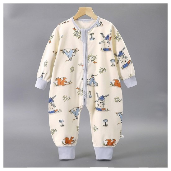 Baby Sleeping Bag 100% Cotton All-Seasons Wearable Blanket with Legs for Infants &