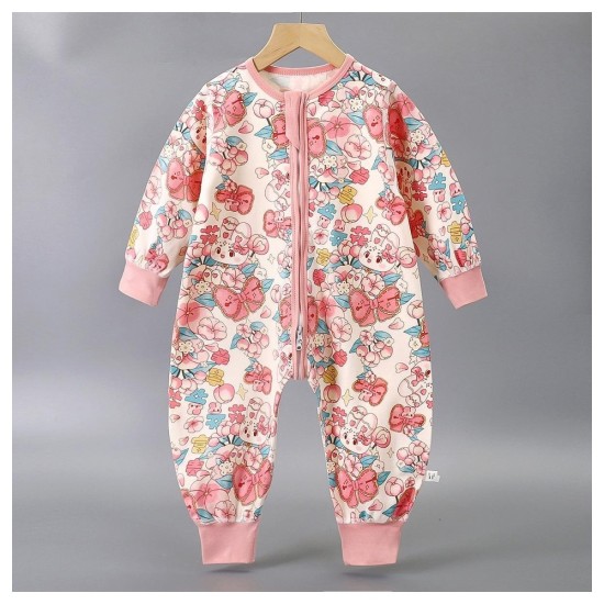 Baby Sleeping Bag 100% Cotton All-Seasons Wearable Blanket with Legs for Infants &