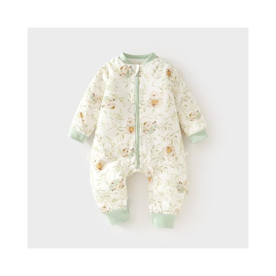 Baby Winter Sleeping Bag with 120g Cotton Fill - Zip-Up Footed Pajamas for Newborns & Infants, Temperature-Regulating
