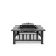 Modern Square Metal Fire Pit with Poker | Portable Black Outdoor Heater for Courtyard &