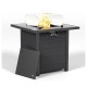 28 Inch Propane Fire Pit Table, 50,000 BTU Gas Firepit with Wicker-Look Rattan Base, Tempered Glass Tabletop & Glass