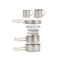 Ultralight Stainless Steel 8-Piece Camping Cookware Set | Compact Folding Pot & Pan Combo for 5-6 Person Backpacking