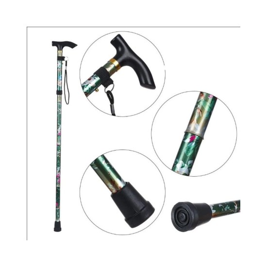 Foldable Trekking Poles with Print Design - Adjustable Hiking Sticks for Outdoor Walking & Elderly