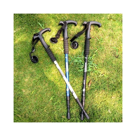 3-Section Aluminum Trekking Pole with T-Grip and Twist Lock for Hiking, Walking, and Outdoor